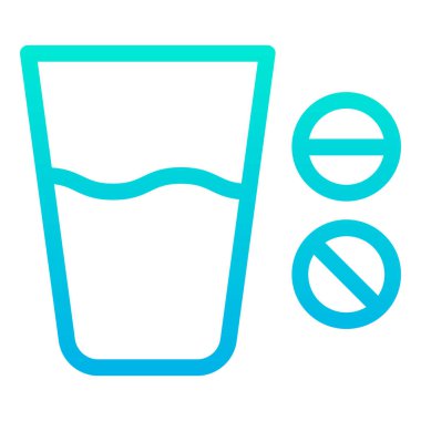 Haplı bir bardak su. Basit ikon, vektör illüstrasyonu.