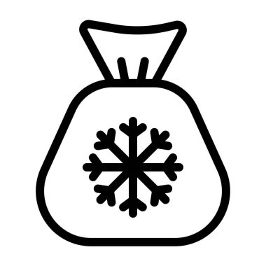 Noel kar tanesi ikonu. Web için hediye çuvalı vektör simgelerinin özet çizimi