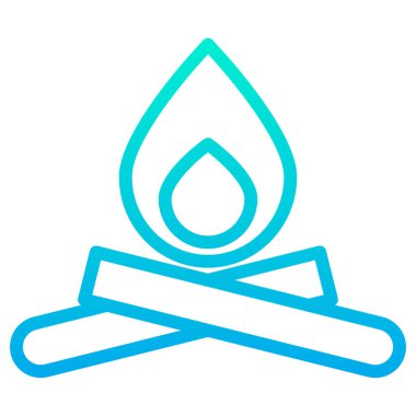 Kamp ateşi, beyaz arkaplanda basit vektör simgesi