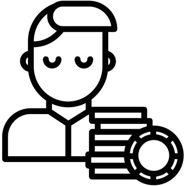 Oyuncu minimalist vektör simgesi beyaza izole edildi 