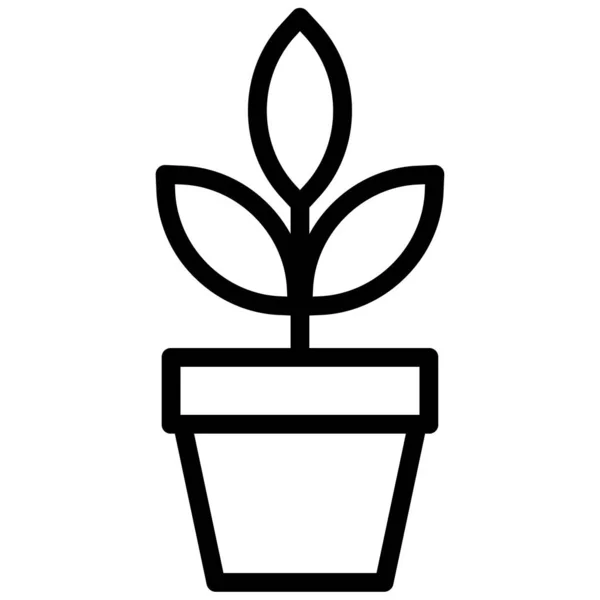 Növény Pot Minimalista Vektor Ikon Izolált Fehér — Stock Vector