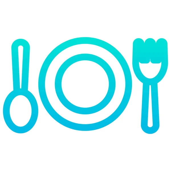 Plate Cutlery Minimalistic Vector Icon Isolated White — Stock Vector