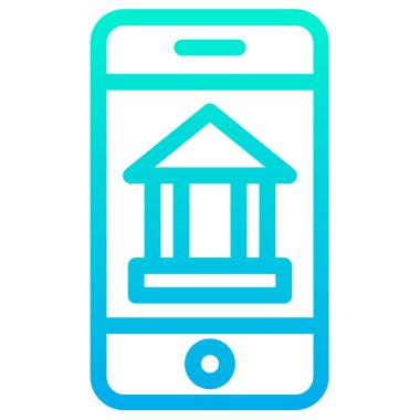 Mobil bankacılık, beyaz arkaplanda basit vektör simgesi