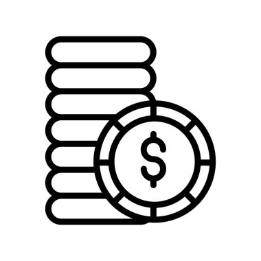 Dolar para ikonu vektörü. İnce çizgi işareti. izole edilmiş sınır sembolü çizimi