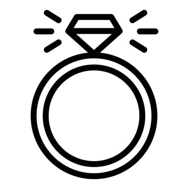 Elmas yüzük ikonu. özet alyans vektör çizimi.