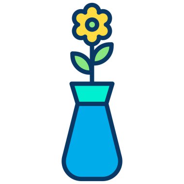 Vazodaki çiçek beyaz arkaplanda basit vektör simgesi