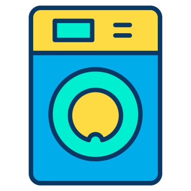 çamaşır makinesi basit simgesi, vektör çizim