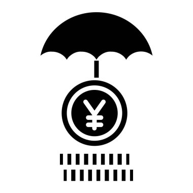 Para simgesi ve vektör illüstrasyonlu şemsiye