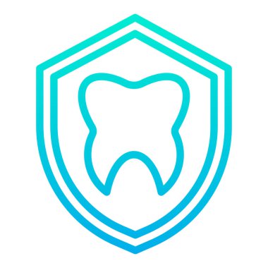 Diş ikonlu kalkan. Diş bakımı tıbbi koruma ve sağlık teması. izole tasarım elemanları. vektör illüstrasyonu