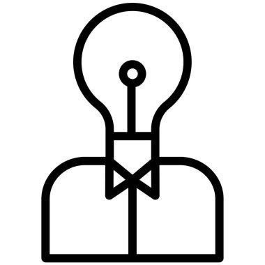 Beyazda izole edilmiş beyin fırtınası, minimal vektör simgesi