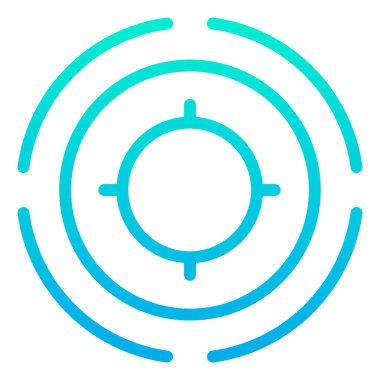 hedef vektör simgesi. biçim iki renkli düz sembol, mavi ve beyaz renkler, yuvarlak açılar, yeşil arkaplan