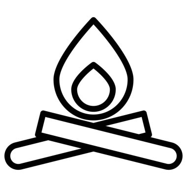 Kamp ateşi, beyaz arkaplanda basit vektör simgesi