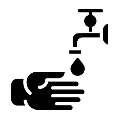 Su musluğu ikonu vektörü. El ele tutuşan musluk. izole edilmiş sınır sembolü çizimi