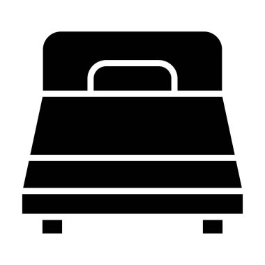 Yatağın minimalist vektör simgesi beyaz üzerine izole