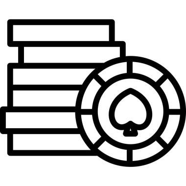 Basit kumarhane çipleri simgesi, vektör illüstrasyonu