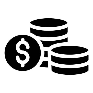 Doları para simgesi. Glif tarzıdır yuvarlak açılar, siyah renkli, beyaz arka planla düz ikonik sembolü.