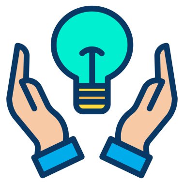 El ele tutuşan ampul. vektör illüstrasyonu