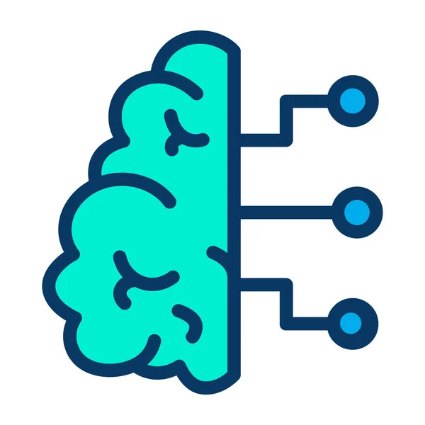 数字大脑 在白色上孤立的极小矢量图标 — 图库矢量图片