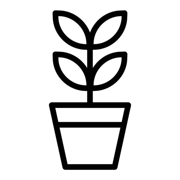Növény Pot Minimalista Vektor Ikon Izolált Fehér — Stock Vector
