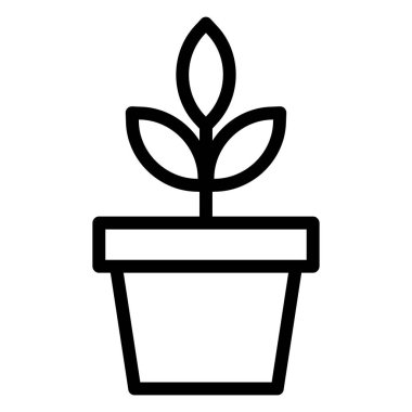 bitkisel çömlek minimalist vektör simgesi beyaz üzerinde izole 