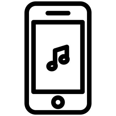 Müzik ikonlu cep telefonu. Basit resimleme