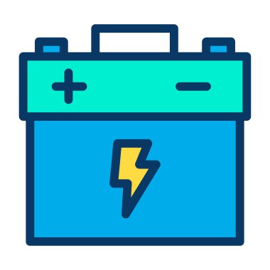 Düz pil simgesi beyaz arka plan üzerinde