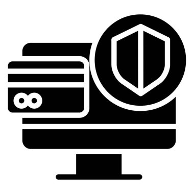 Shield Çevrimiçi Ödeme, vektör simgesi, basit illüstrasyon  