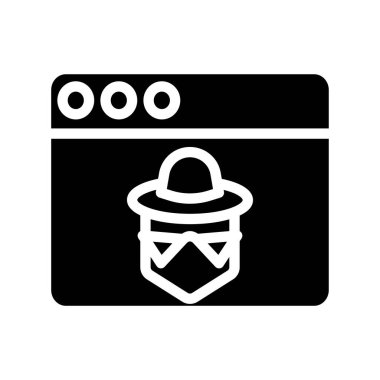 Web ve mobil uygulama tasarımınız, güvenlik logosu konseptiniz için beyaz arkaplanda izole edilmiş tarayıcı simgesi vektörü