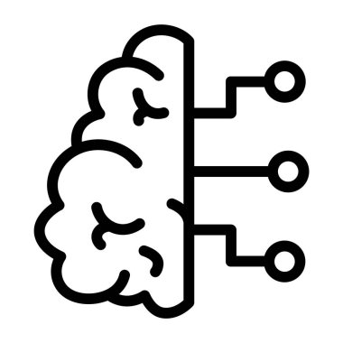 Beyin vektörü ince çizgi simgesi