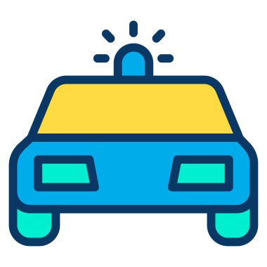 polis arabası minimalist vektör simgesi beyaz üzerine izole