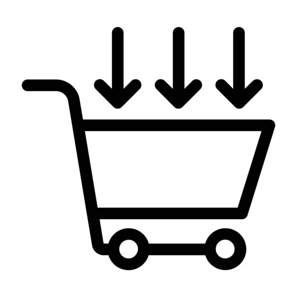 Carrito Compras Icono Vectorial Minimalista Aislado Blanco — Vector de stock