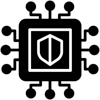 İşlemci basit simgesi, vektör illüstrasyonu