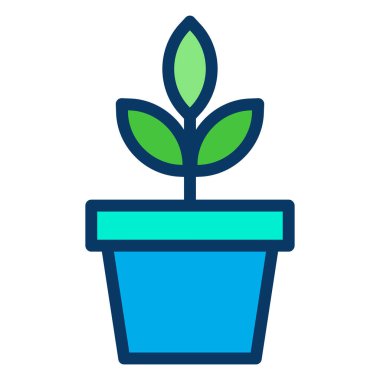 bitkisel çömlek minimalist vektör simgesi beyaz üzerinde izole 