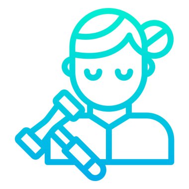 Mikrofon ikon vektörü olan çocuk. Ana hatlı doktor blender tutuyor. izole edilmiş sınır sembolü çizimi