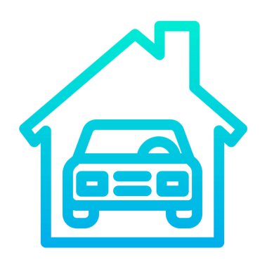 Araba ikonu. Web için garaj ev vektör simgelerinin basit illüstrasyonu