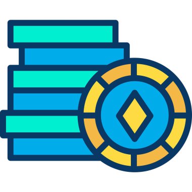 Basit kumarhane çipleri simgesi, vektör illüstrasyonu