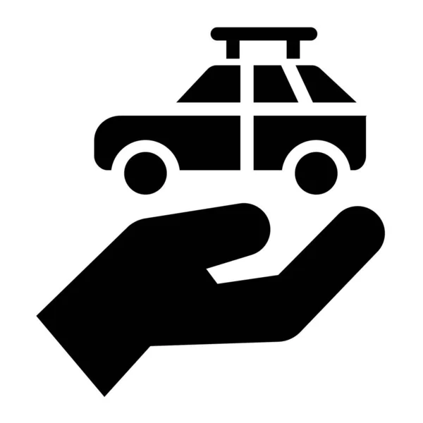 Mano Sosteniendo Icono Coche — Vector de stock