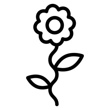 Beyaz arkaplanda basit çiçek vektör resimleme