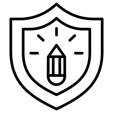 Koruma kalkanı minimalist vektör simgesi beyaza izole edildi 