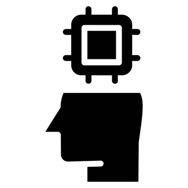 Beyin zekası, minimalist vektör simgesi beyaz üzerinde izole