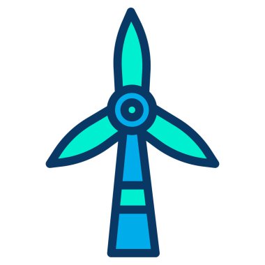 Rüzgar türbini ikonu. Beyaz arkaplanda yel değirmeni jeneratörü vektör çizgisi izole edildi