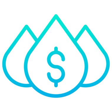 Su damlası vektör simgesi. iki renkli düz sembol, mavi ve beyaz renkler, yuvarlak açılar, gümüş