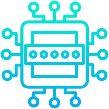 İşlemci basit simgesi, vektör illüstrasyonu