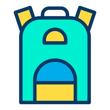 Beyaz arkaplanda basit Sırt çantası vektör resimlemesi