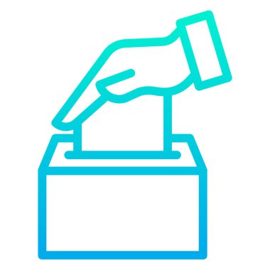 Mavi çizgi doldurma biçimi vektör çizimi tasarımı olan bir kutuyu elle tutarken