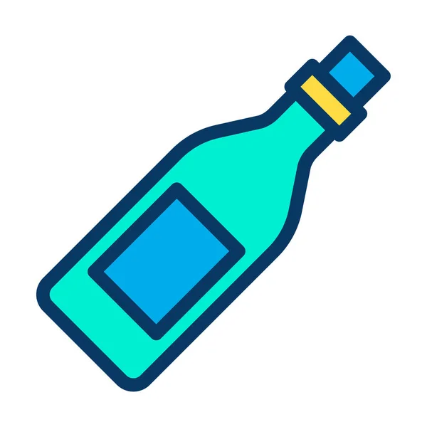 Flaska Ikon Vektor Tunn Linje Tecken Isolerad Kontur Symbol Illustration — Stock vektor