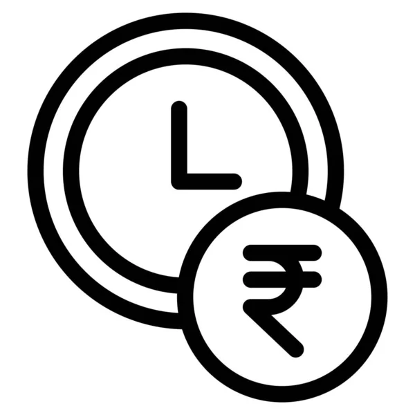 Geld Und Uhrzeit Icon Vektor Illustration — Stockvektor