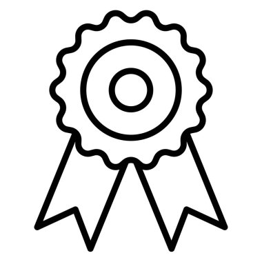 Ödül ikonu. Beyaz arkaplanda izole edilmiş web tasarımı için siyah madalya vektör çizimi