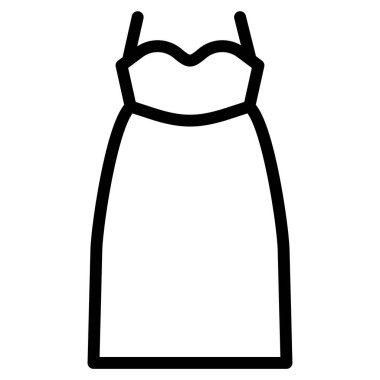 Güzel elbise ikonu. Beyaz arkaplandaki kadın vektör simgelerinin basit bir gösterimi