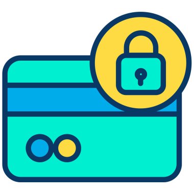 Kredi kartı web simgesini basit vektör illüstrasyonunu kilitle